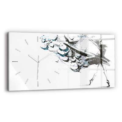 Glass wall clock rectangular Woman dancing ballet
