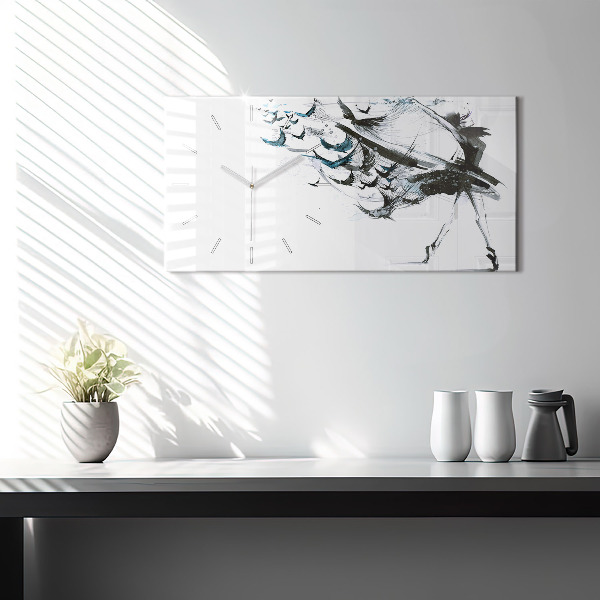 Glass wall clock rectangular Woman dancing ballet