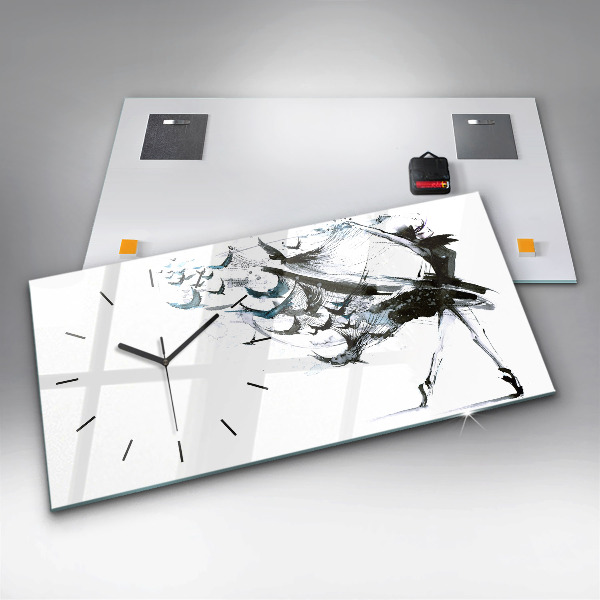 Glass wall clock rectangular Woman dancing ballet