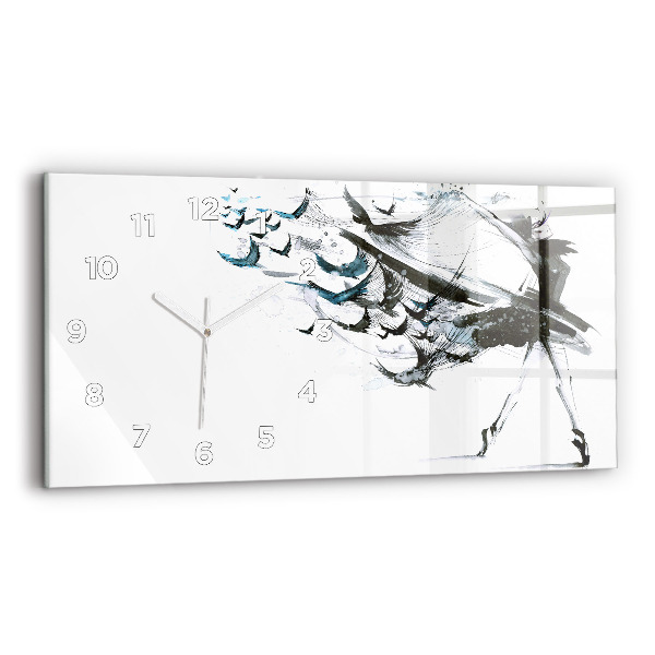 Glass wall clock rectangular Woman dancing ballet
