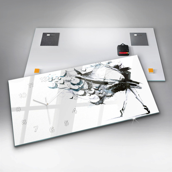 Glass wall clock rectangular Woman dancing ballet