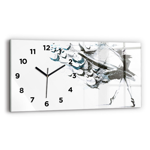 Glass wall clock rectangular Woman dancing ballet