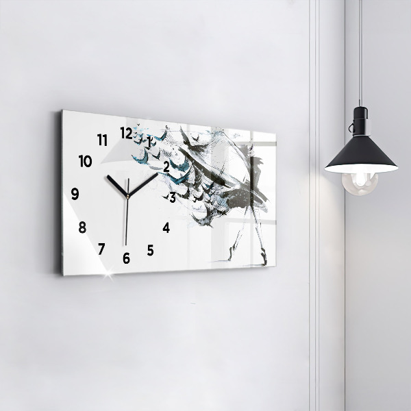 Glass wall clock rectangular Woman dancing ballet