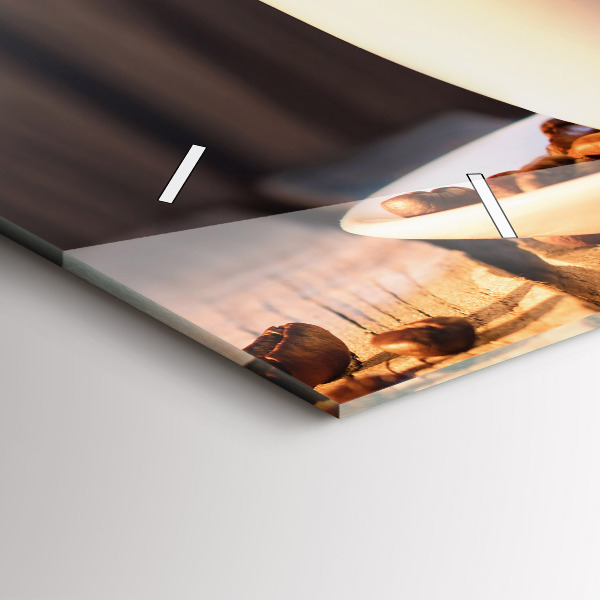 Glass wall clock rectangular A cup of coffee