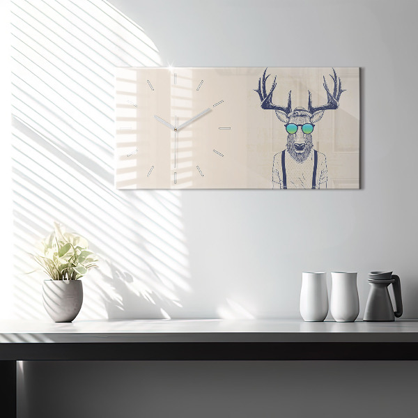 Glass wall clock rectangular Abstract deer