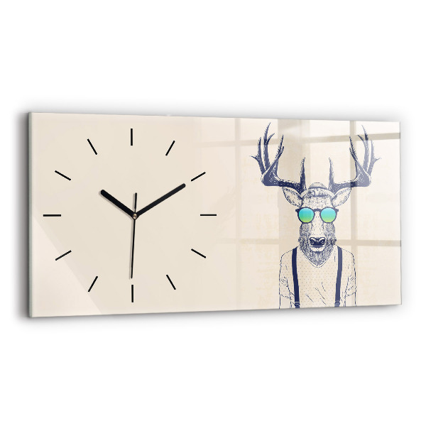Glass wall clock rectangular Abstract deer