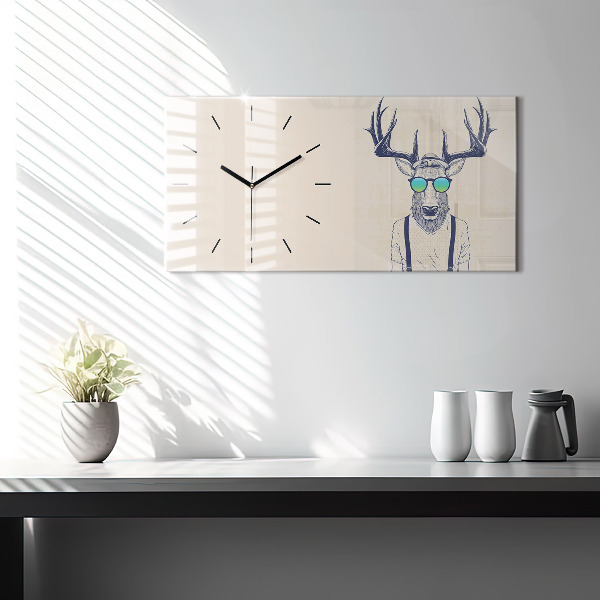 Glass wall clock rectangular Abstract deer
