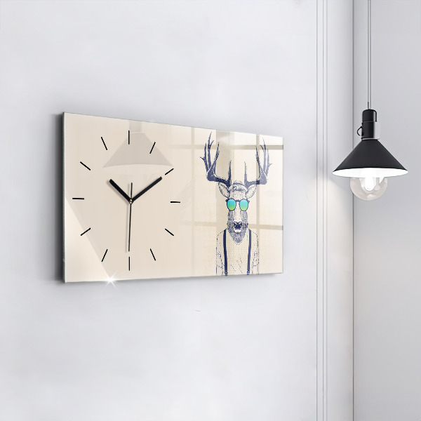 Glass wall clock rectangular Abstract deer