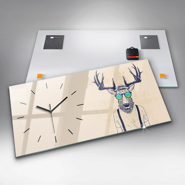 Glass wall clock rectangular Abstract deer