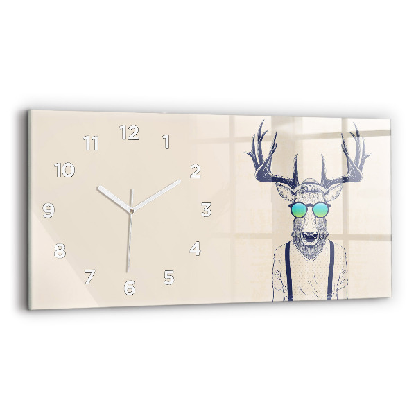 Glass wall clock rectangular Abstract deer