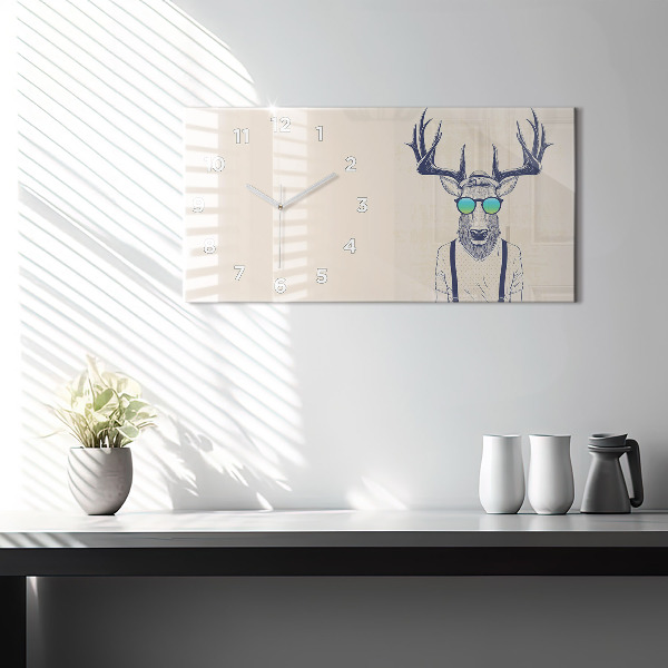 Glass wall clock rectangular Abstract deer