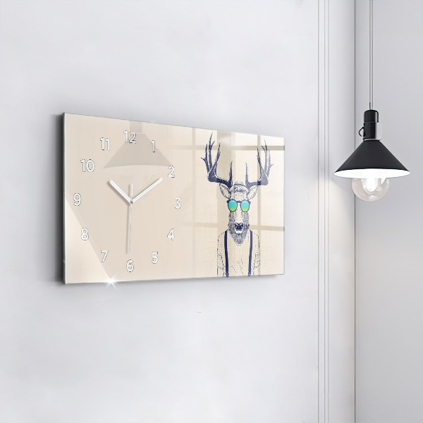 Glass wall clock rectangular Abstract deer