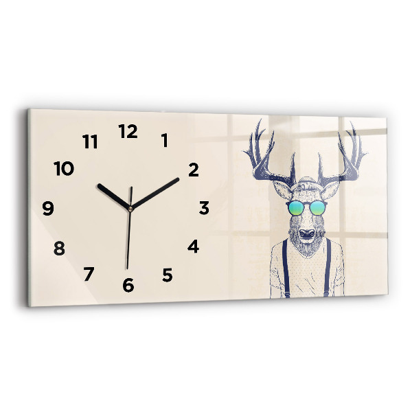 Glass wall clock rectangular Abstract deer
