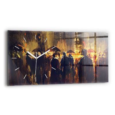 Glass wall clock rectangular Impressionism in art Market Square