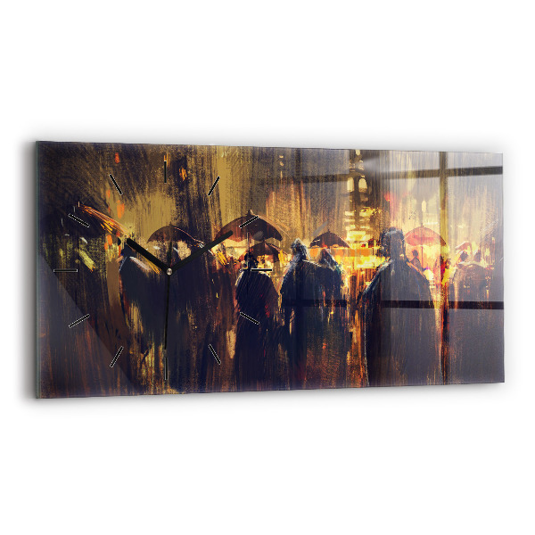 Glass wall clock rectangular Impressionism in art Market Square