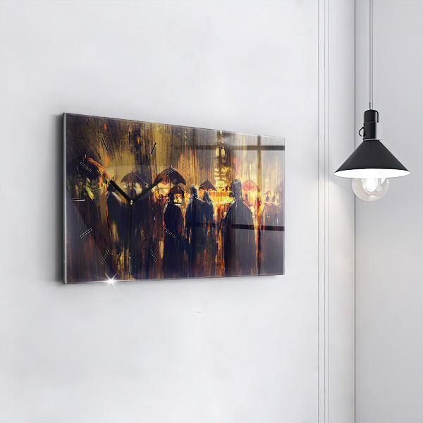 Glass wall clock rectangular Impressionism in art Market Square