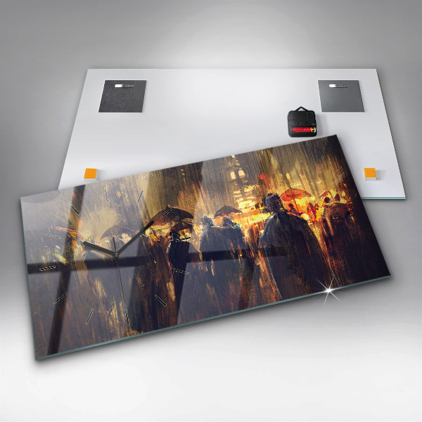 Glass wall clock rectangular Impressionism in art Market Square