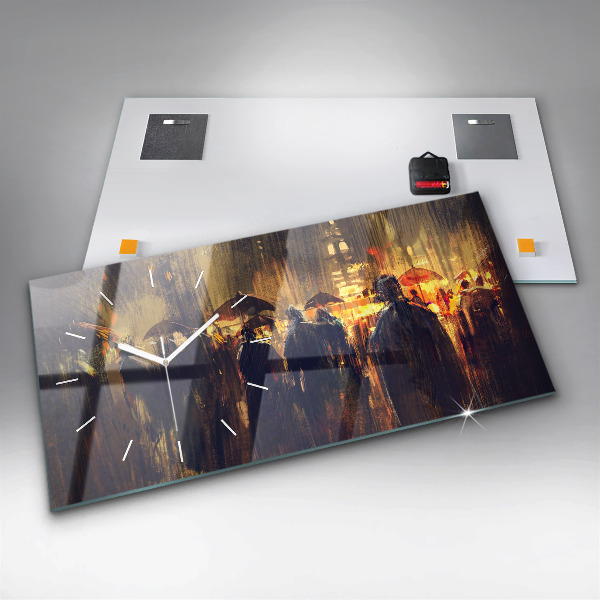 Glass wall clock rectangular Impressionism in art Market Square