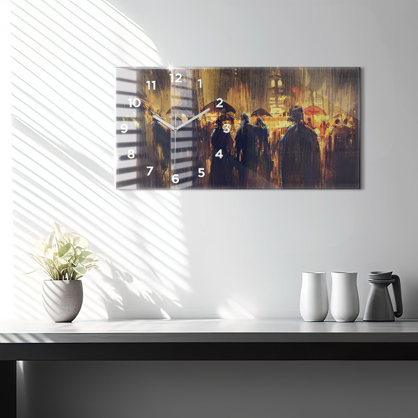 Glass wall clock rectangular Impressionism in art Market Square
