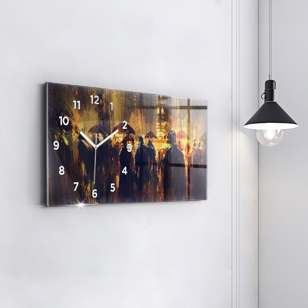 Glass wall clock rectangular Impressionism in art Market Square