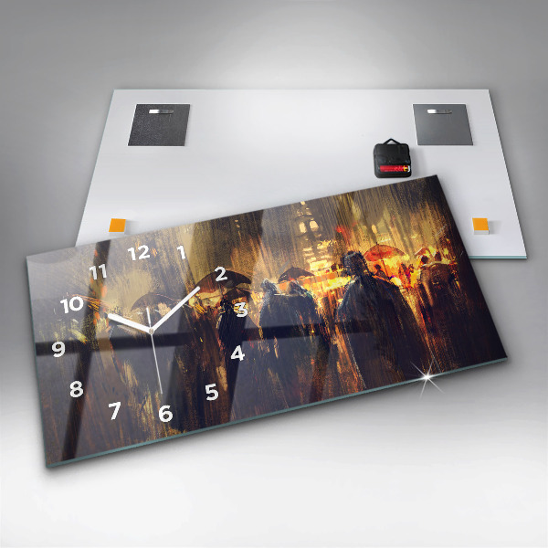 Glass wall clock rectangular Impressionism in art Market Square