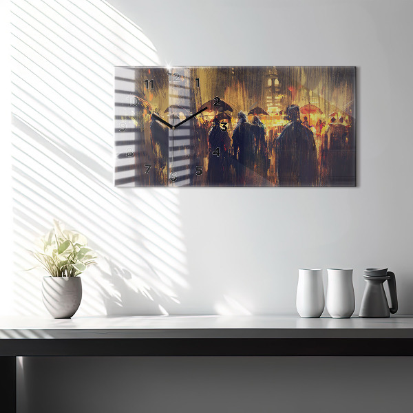 Glass wall clock rectangular Impressionism in art Market Square