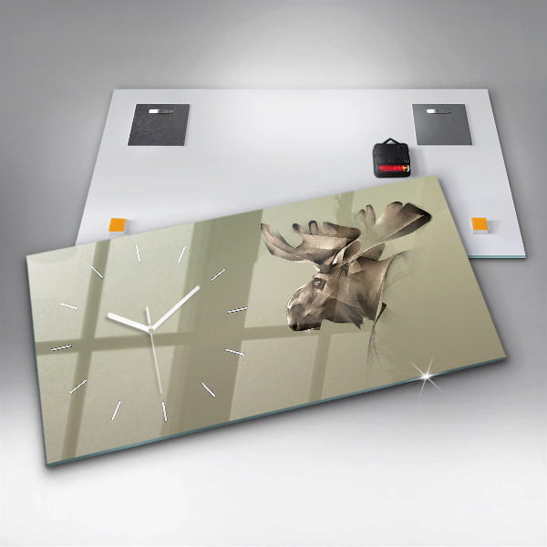 Glass wall clock rectangular Graphic moose