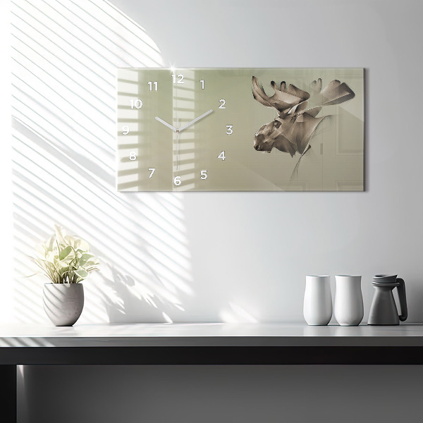 Glass wall clock rectangular Graphic moose