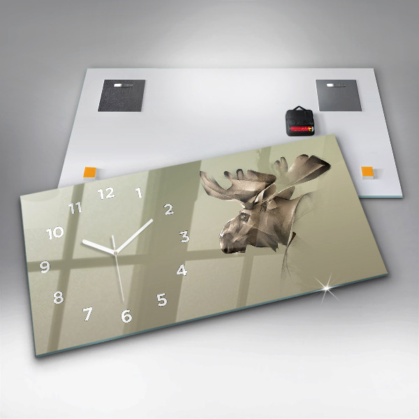 Glass wall clock rectangular Graphic moose