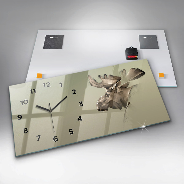 Glass wall clock rectangular Graphic moose