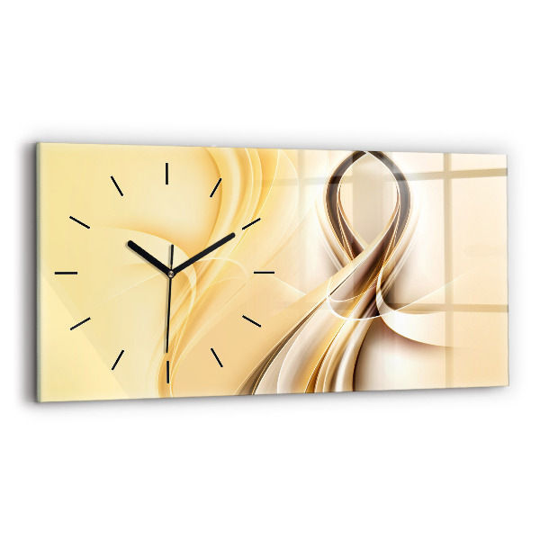 Glass wall clock rectangular Abstraction waves