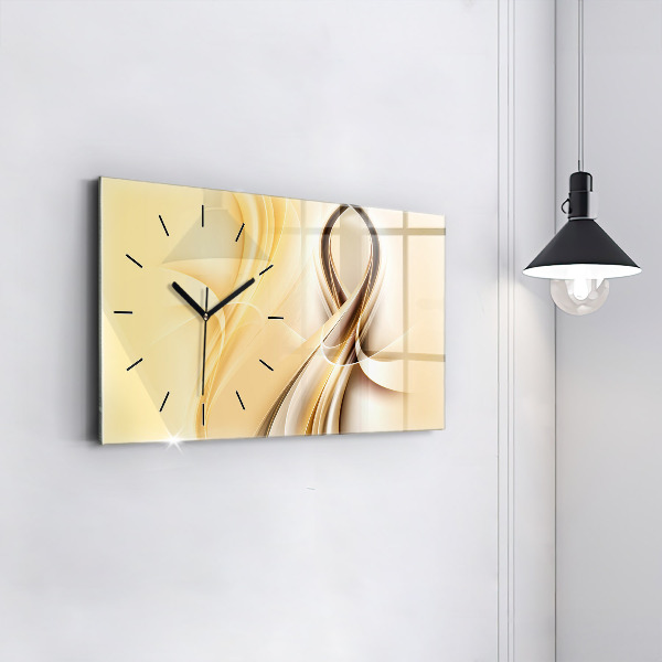 Glass wall clock rectangular Abstraction waves