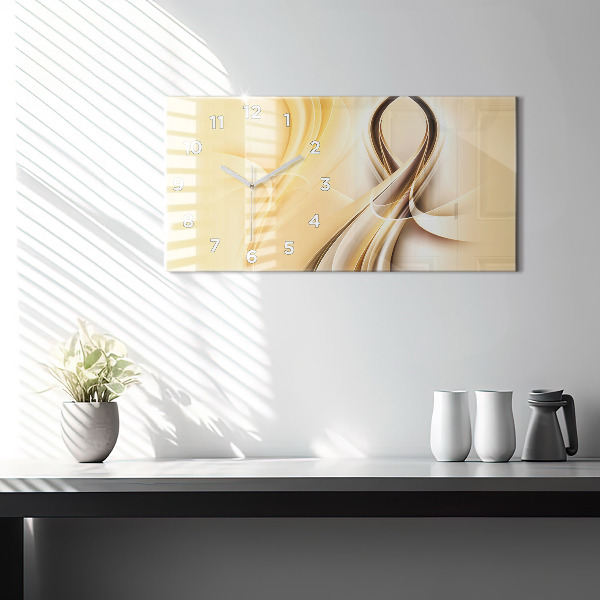 Glass wall clock rectangular Abstraction waves