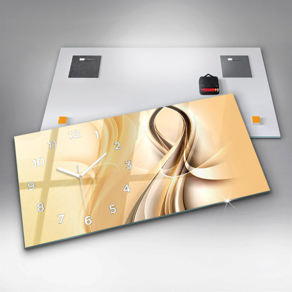 Glass wall clock rectangular Abstraction waves