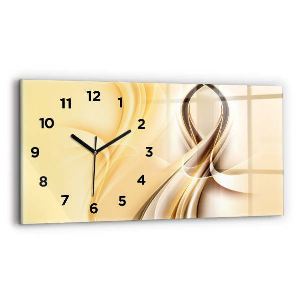 Glass wall clock rectangular Abstraction waves