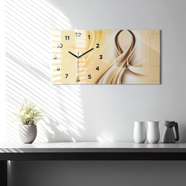 Glass wall clock rectangular Abstraction waves