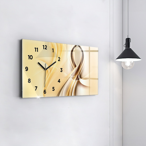 Glass wall clock rectangular Abstraction waves