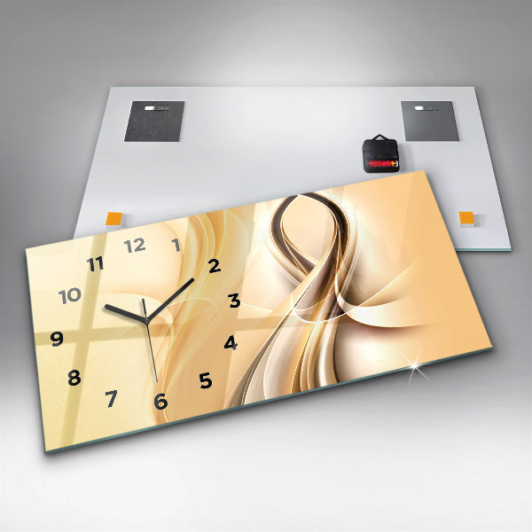 Glass wall clock rectangular Abstraction waves