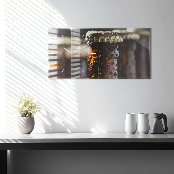 Glass wall clock rectangular Glass bottles