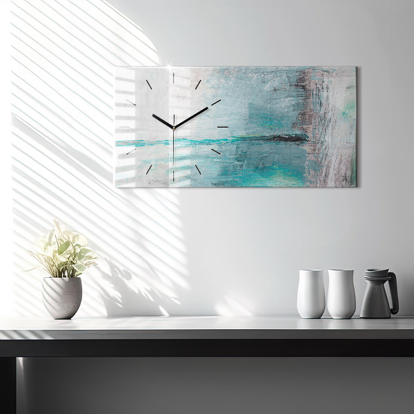 Glass wall clock rectangular Oil texture abstract