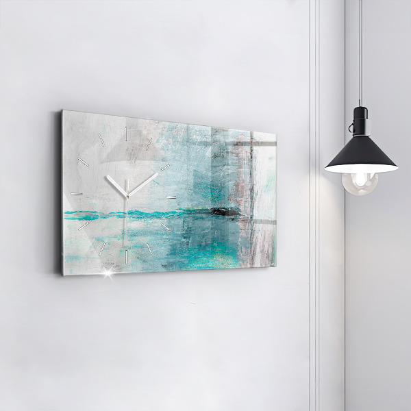 Glass wall clock rectangular Oil texture abstract