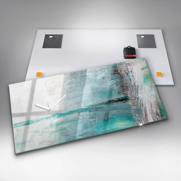 Glass wall clock rectangular Oil texture abstract