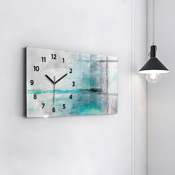 Glass wall clock rectangular Oil texture abstract