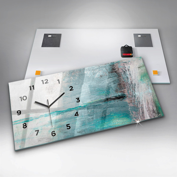 Glass wall clock rectangular Oil texture abstract