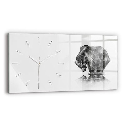 Glass wall clock rectangular Cartoon bear