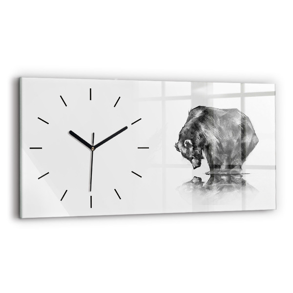 Glass wall clock rectangular Cartoon bear