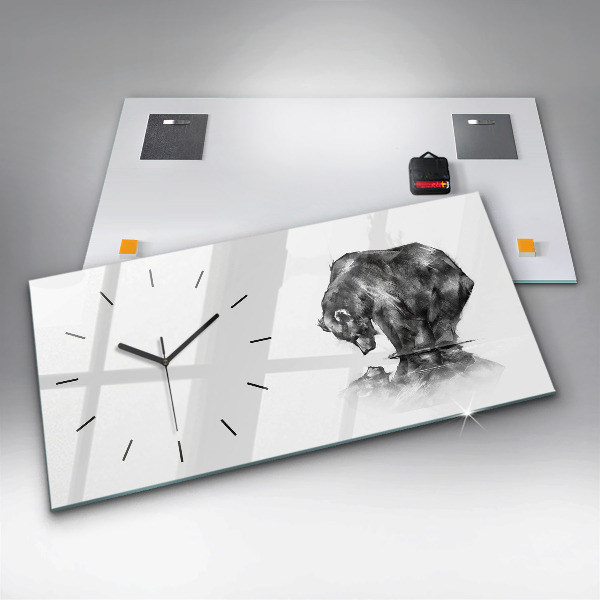 Glass wall clock rectangular Cartoon bear