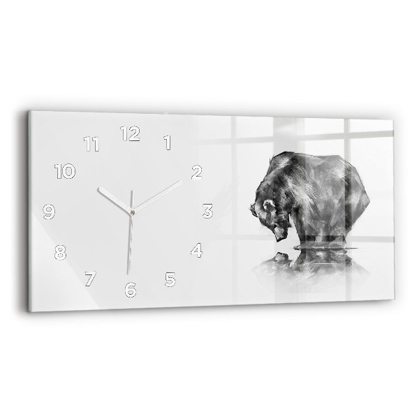 Glass wall clock rectangular Cartoon bear