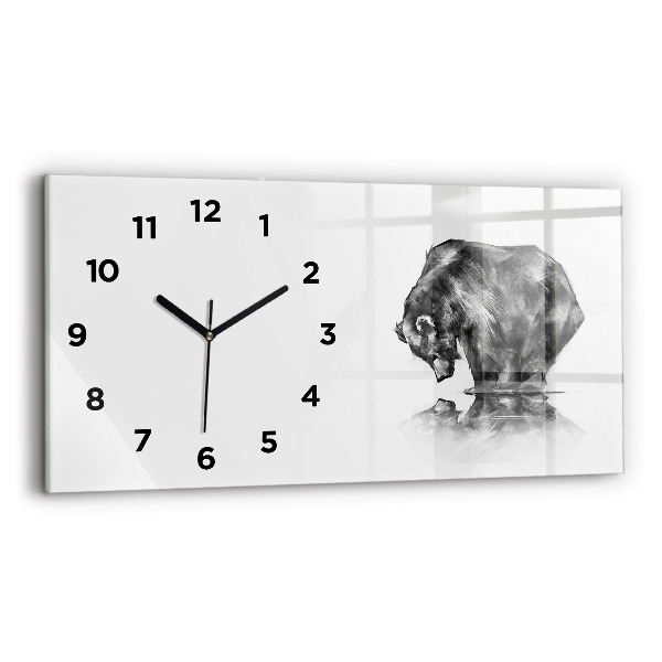 Glass wall clock rectangular Cartoon bear