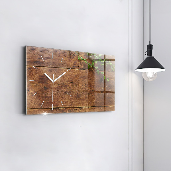 Glass wall clock rectangular Rustic Wood